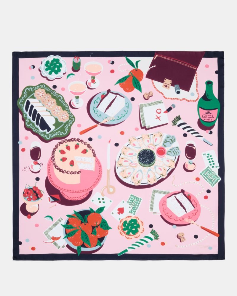 Kate Spade Festive Party Silk Square Scarf In Multi