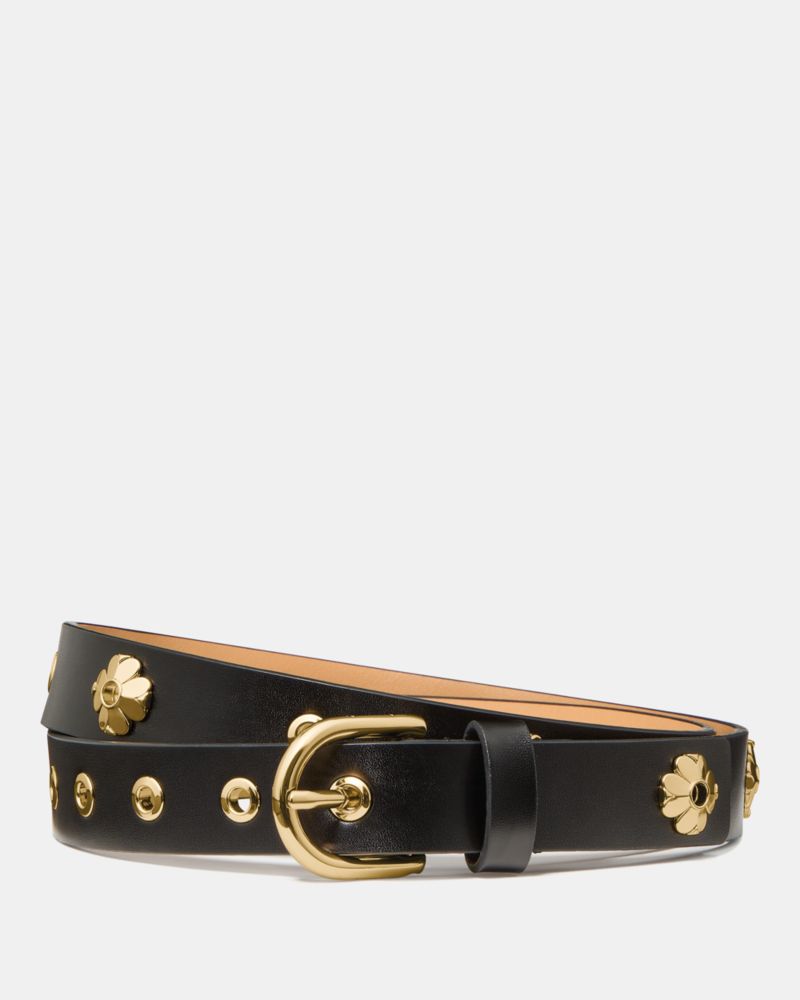 Kate Spade Flower Eyelet Belt In Black
