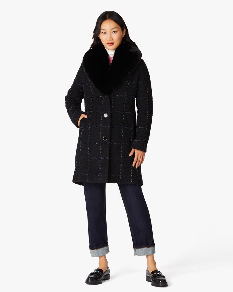 kate spade☆ Lurex Plaid Wool Coat 大きめカラーが魅力 コート kate spade☆ Lurex Plaid Wool Coat 大きめカラーが魅力 コート