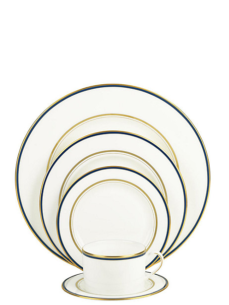 library lane navy five-piece place setting