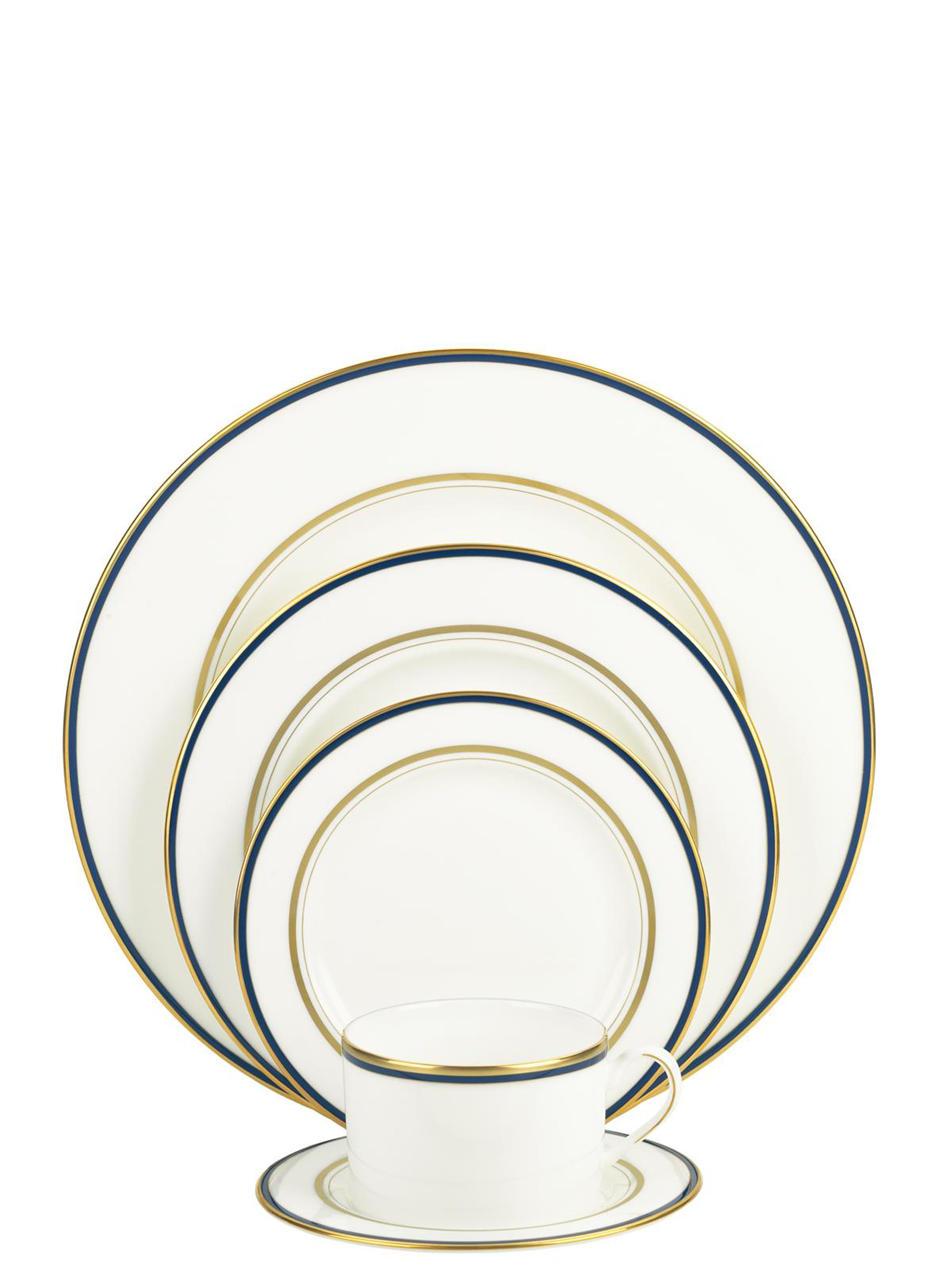 library lane navy five-piece place setting