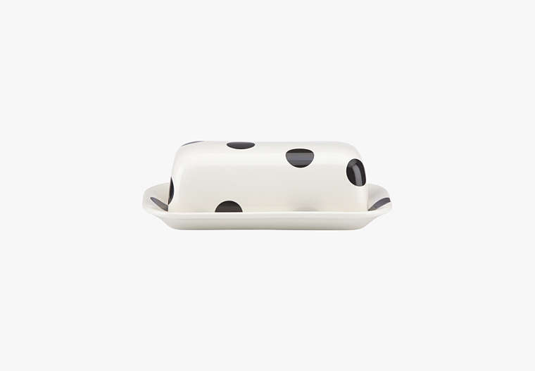 Deco Dot Covered Butter Dish, White, Product