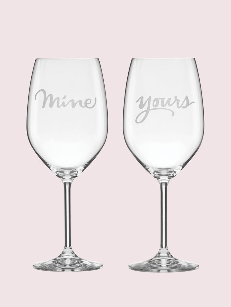 Two Of A Kind Mine/Yours Wine Glass Pair | Kate Spade New York