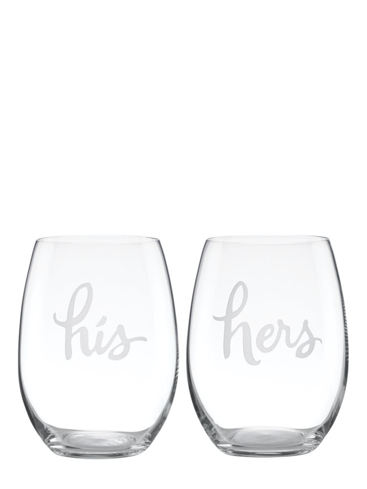 Two Of A Kind Stemless His And Hers Wine Glasses | Kate Spade New York
