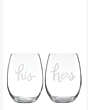 Two Of A Kind Stemless His And Hers Wine Glasses, Clear, Product