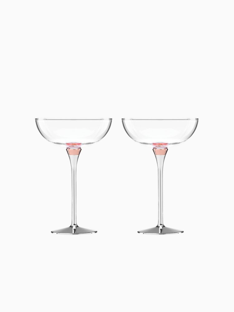 Rosy Glow Champagne Saucer Pair, Silver Plate, Product