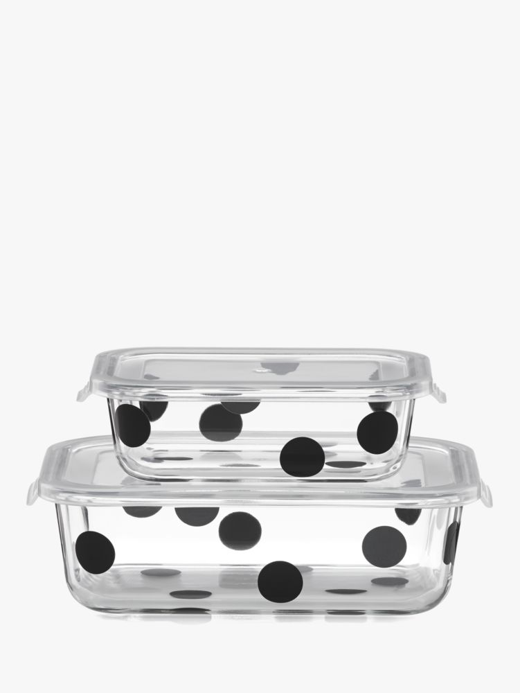 Deco Dot 2pc Rectangular Food Storage Containers, BLACK, ProductTile