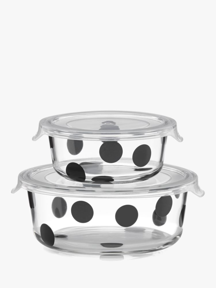 Kate Spade Deco Dot 2pc Round Food Storage Containers. 1