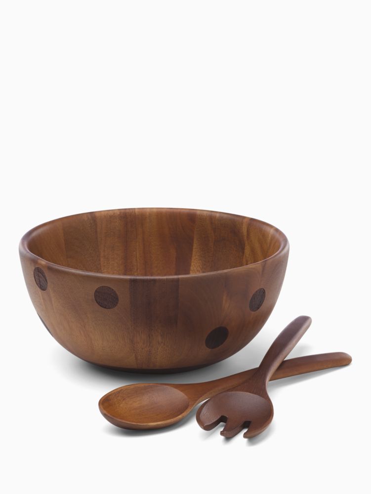 Deco Dot Wood Salad Bowl And Server Set Kate Spade New York