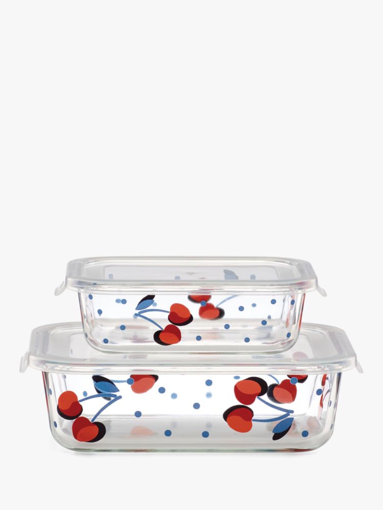 Kate Spade Vintage Cherry Dot Rectangular Food Storage Set. 1