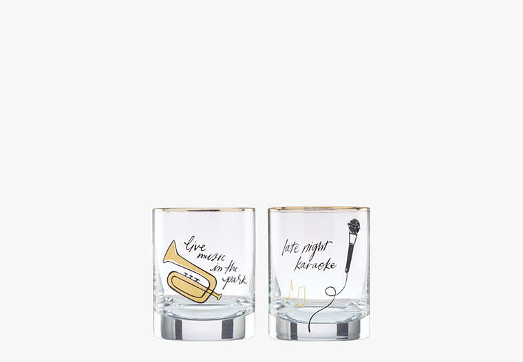 Good Times In A New York Minute Double Old Fashioned Glass Set, Gold, Product