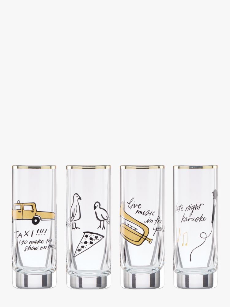 Good Times In A New York Minute 4 Piece Shot Glass Set | Kate Spade New York