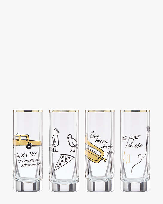 Good Times In A New York Minute 4 Piece Shot Glass Set | Kate Spade New York