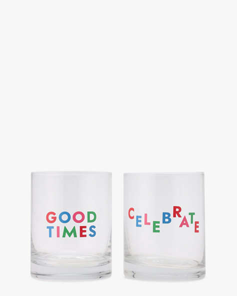 Kate Spade,Celebrate Double Old Fashioned Glass Pair,Multi