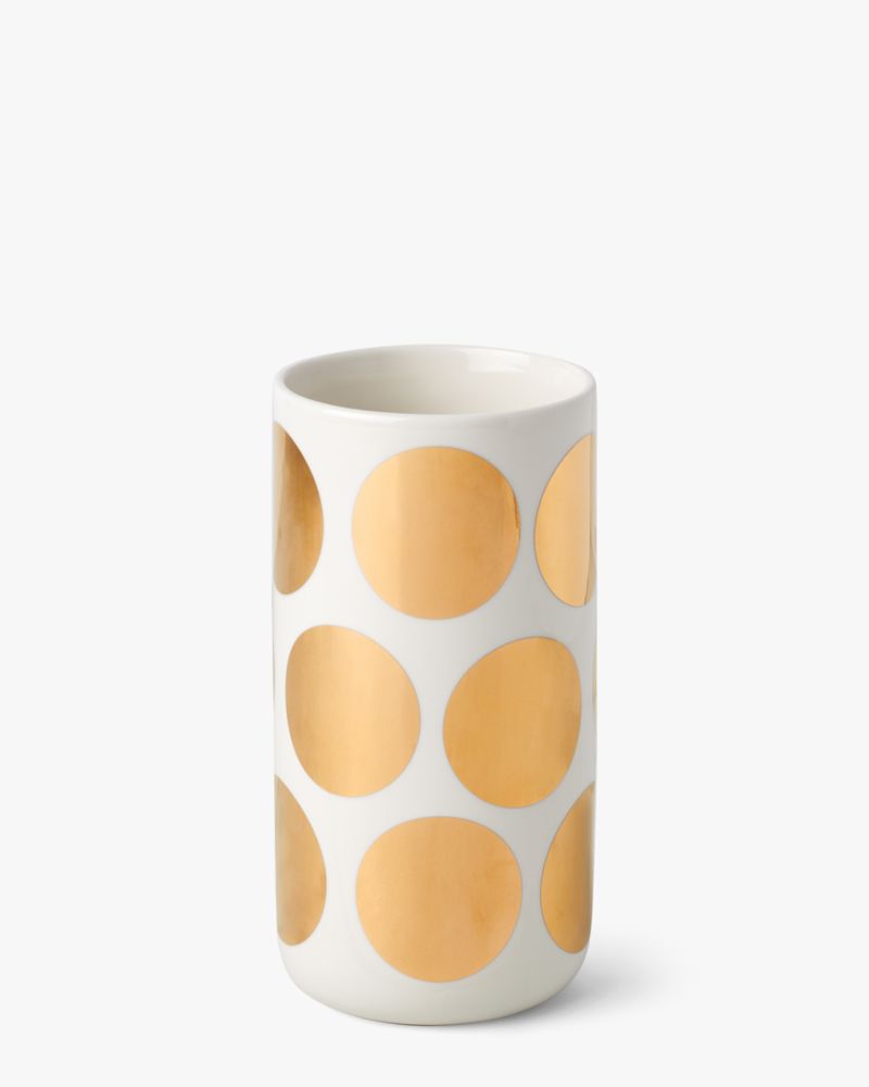 Kate Spade On The Dot Tall Gold Dot Vase. 1