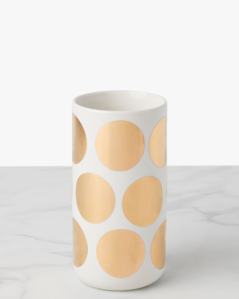 Kate Spade On The Dot Tall Gold Dot Vase. 2