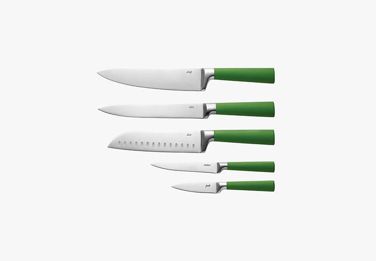 Knock On Wood 5-piece Cutlery Block Set, Green Multi, Product