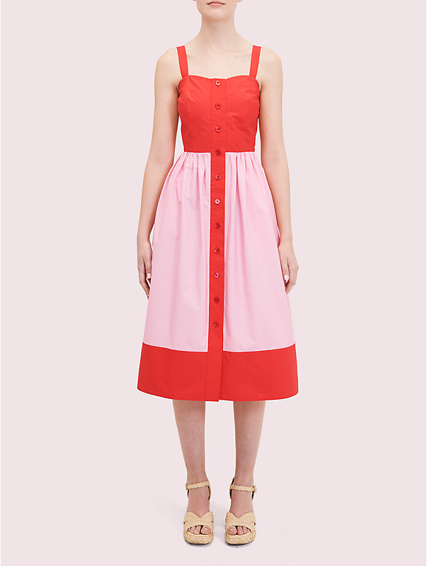 colorblock poplin dress, , rr_large