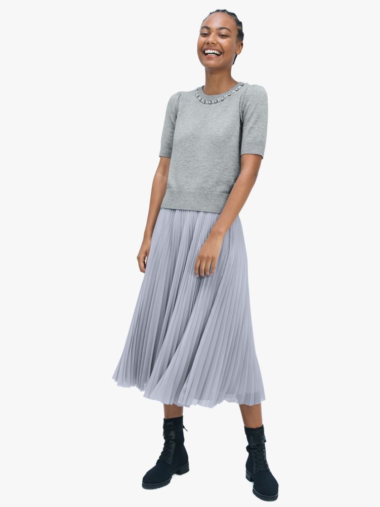 Sparkle Chiffon Pleated Skirt, Grey Matter, Product