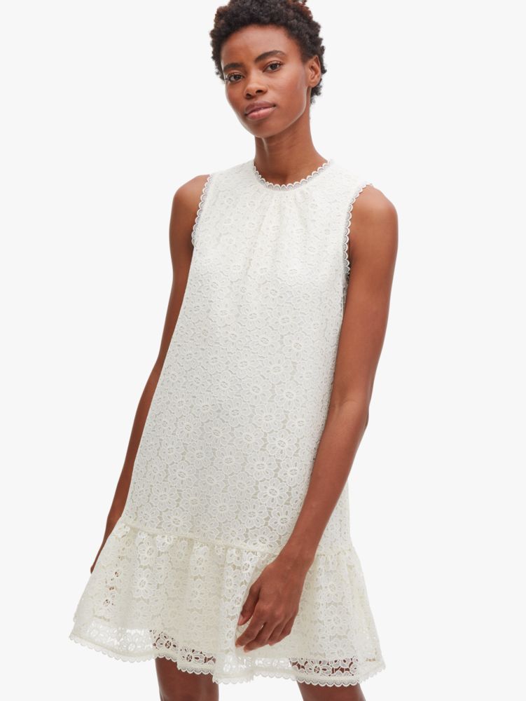 Kate Spade Flora Lace Shift Dress In French Cream | ModeSens