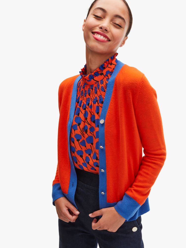 colorblock v-neck cardigan, TAMARILLO_, Product