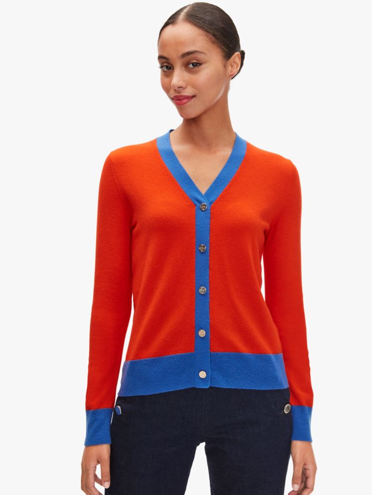 colorblock v-neck cardigan, TAMARILLO_, Product