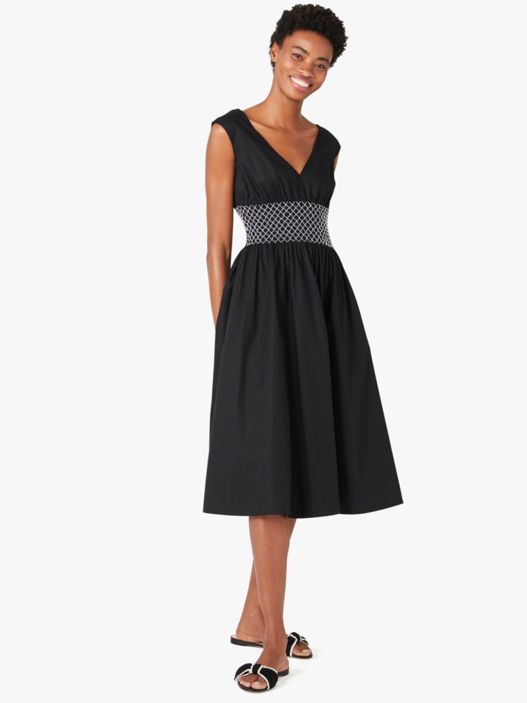 poplin v-neck dress, Black / Glitter, ProductTile