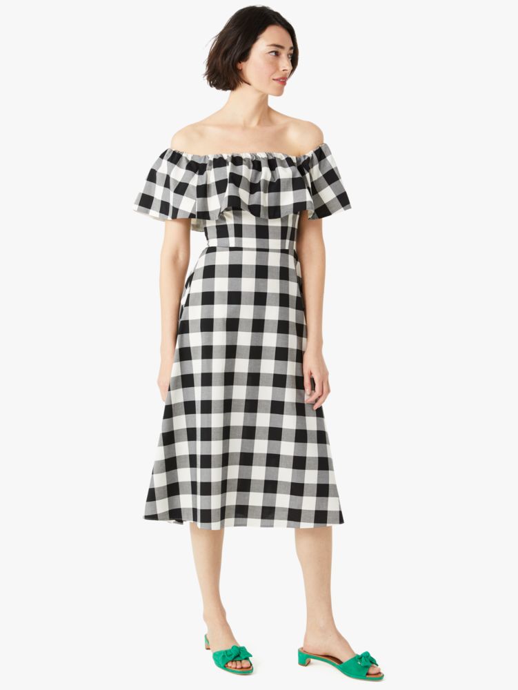 gingham off-the-shoulder dress | Kate 