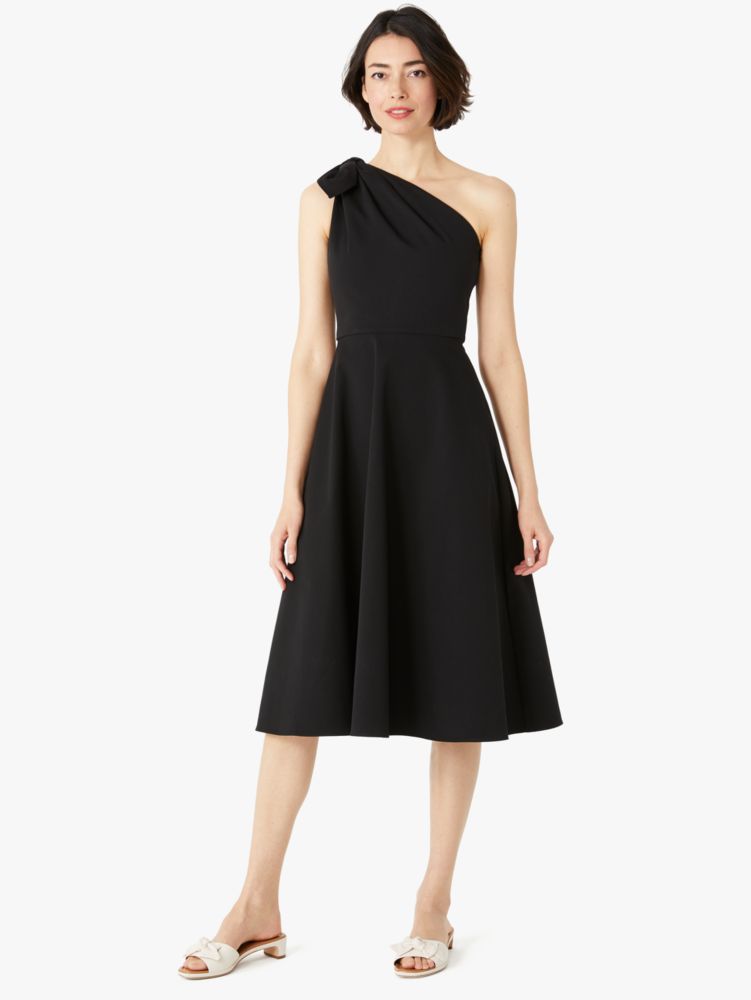 Kate Spade Twill One-shoulder Dress In Black
