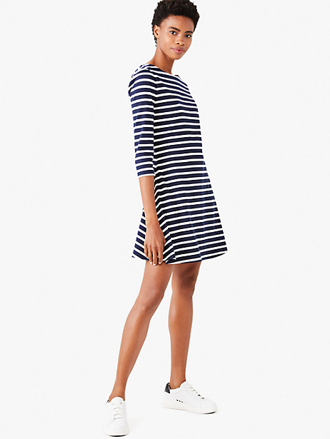 striped fit-and-flare dress