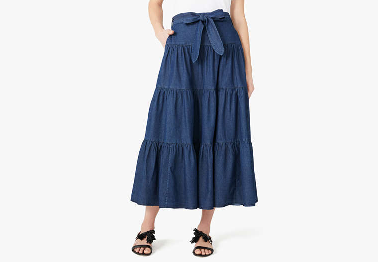 chambray tiered skirt, , Product image number 0