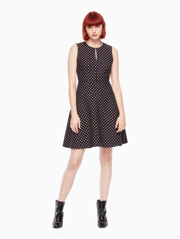 Women's black diamond jacquard a-line dress | Kate Spade New York NL