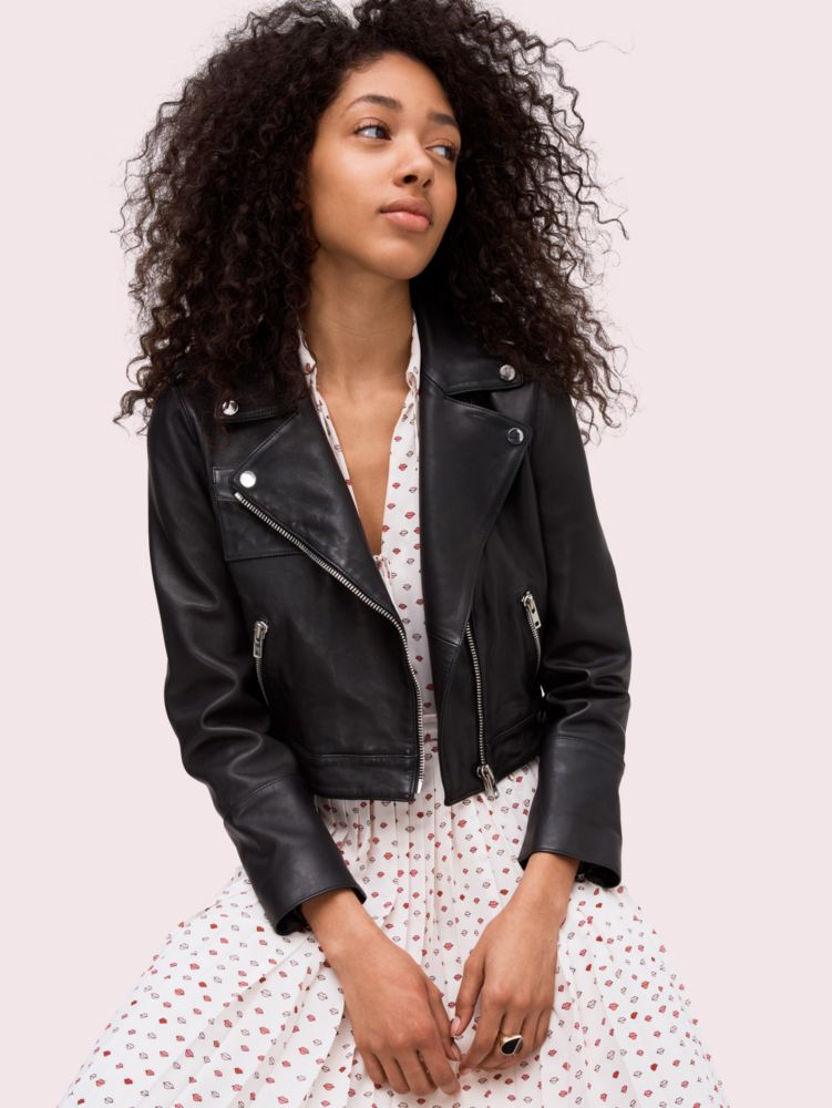 Arriba 97+ imagen kate spade leather moto jacket