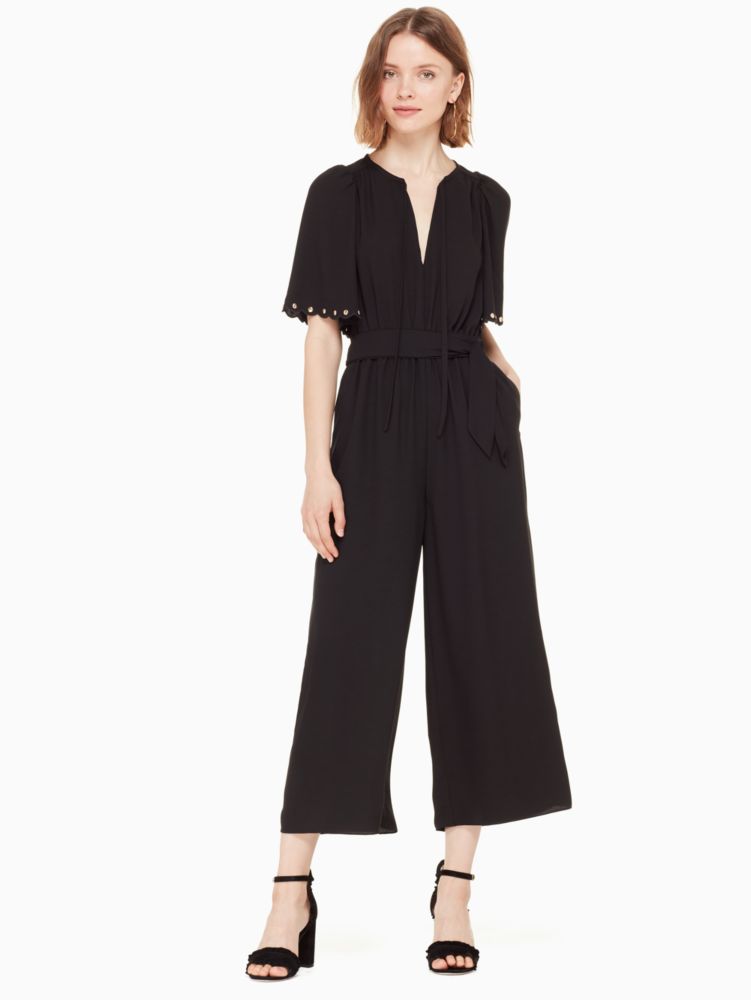 black flutter sleeve jumpsuit