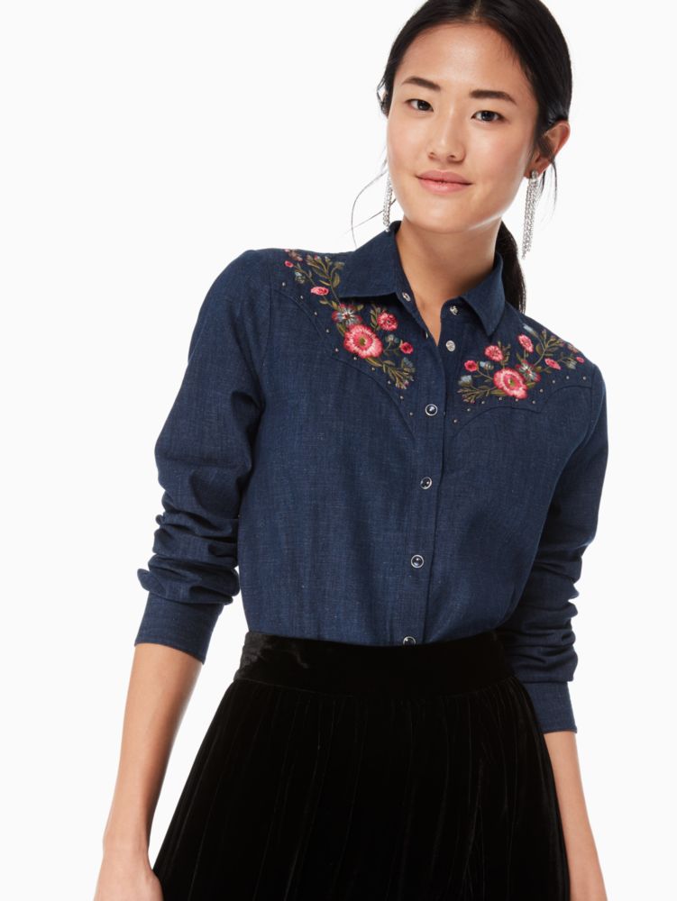 kate spade embroidered denim dress