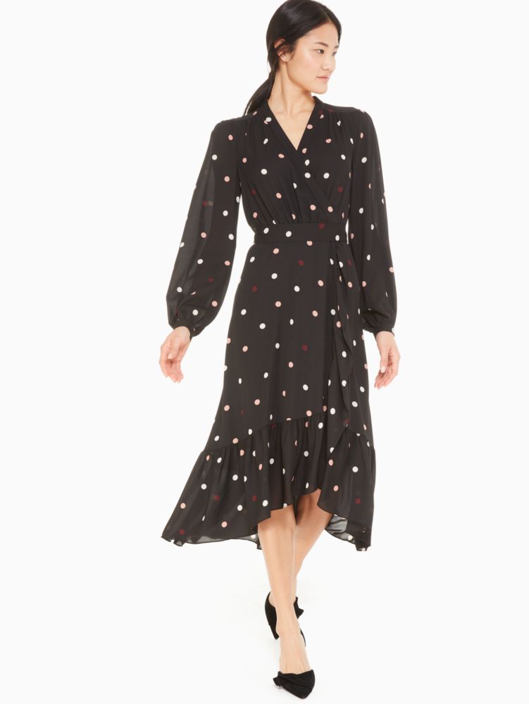 Women's black bakery dot wrap dress | Kate Spade New York FR