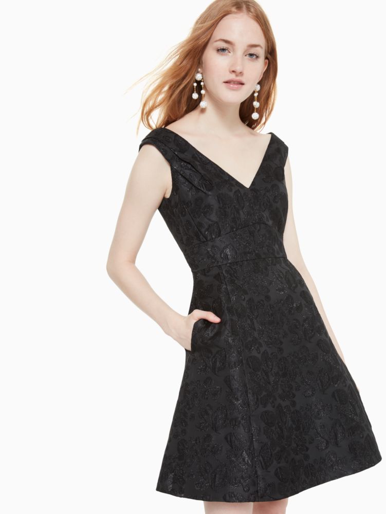 Women's black metallic jacquard dress | Kate Spade New York Ireland