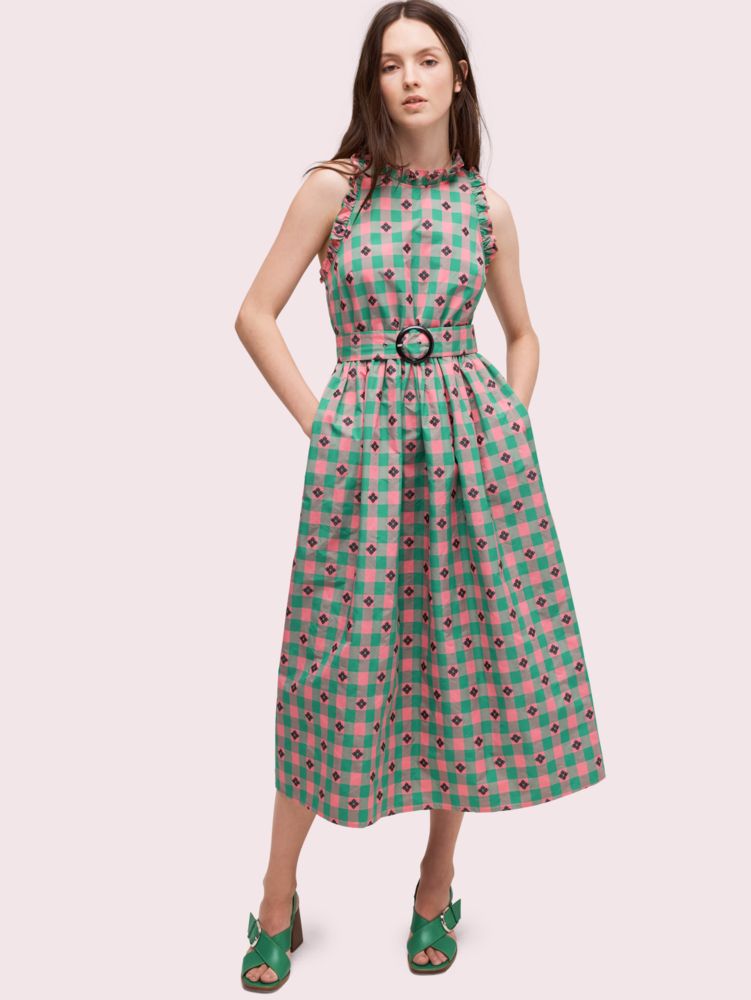 Women's punchy pink gingham spade belted dress | Kate Spade New York FR