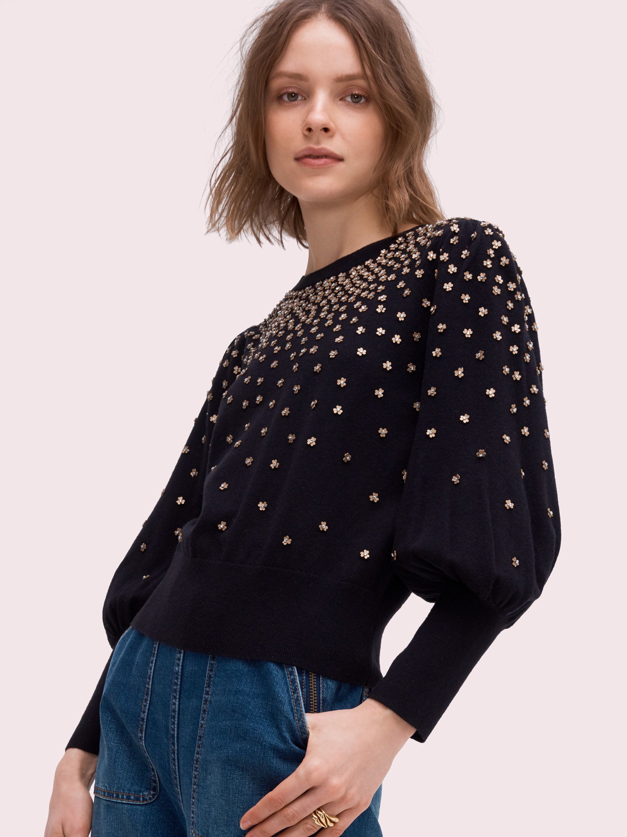Women's black multi crystal embellished sweater | Kate Spade New York NL