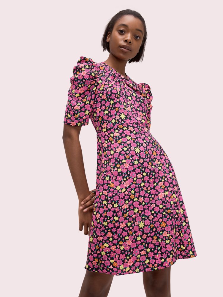 floral a line dress with sleeves