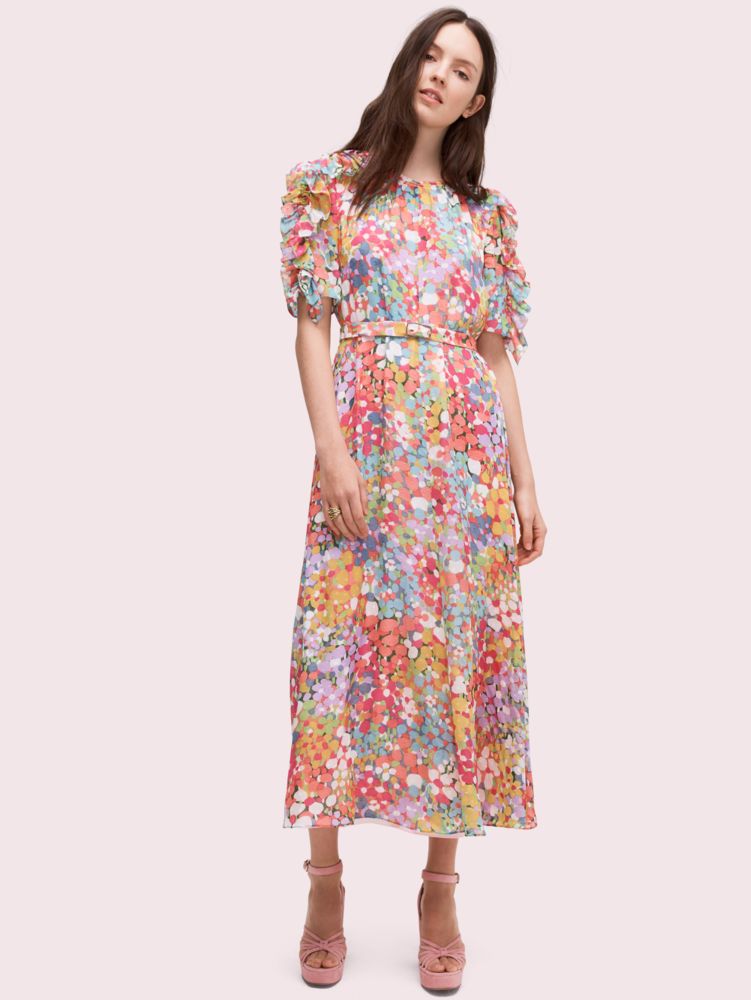 Women's multi floral dots ruffle midi dress | Kate Spade New York NL