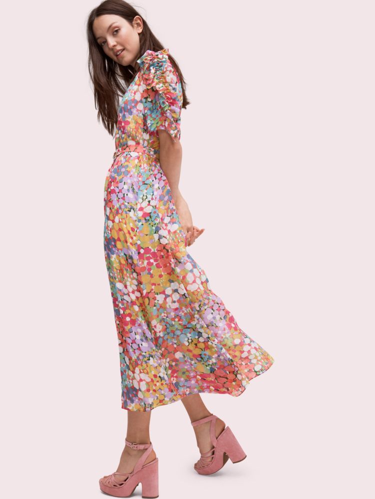 kate spade floral dots ruffle midi dress