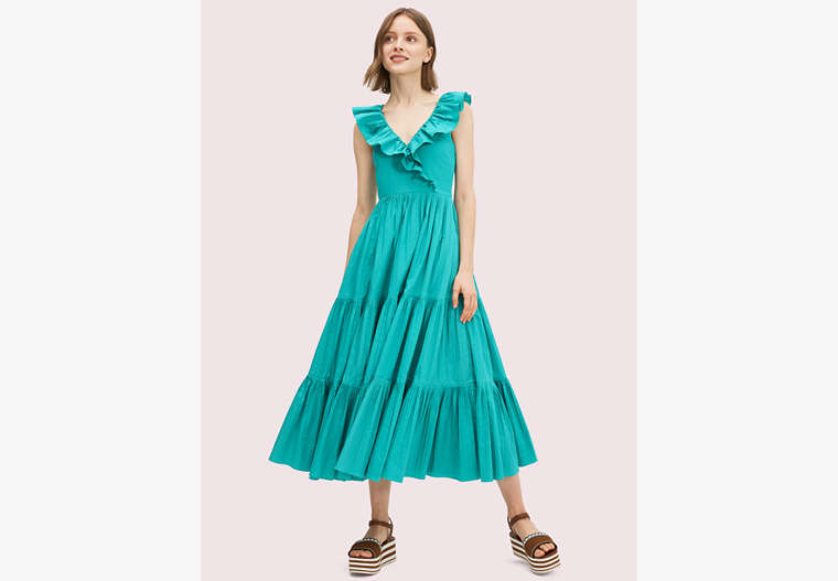 Poplin Ruffle Tiered Dress, Fiji Green, Product image number 0
