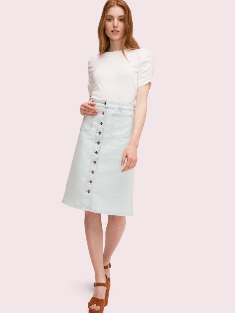 denim button midi skirt