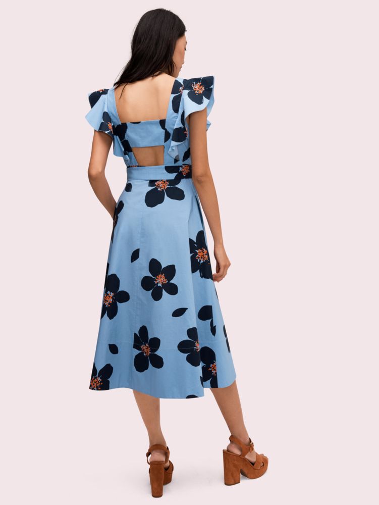 Kate Spade Grand Floral Midi Wrap Dress in Blue