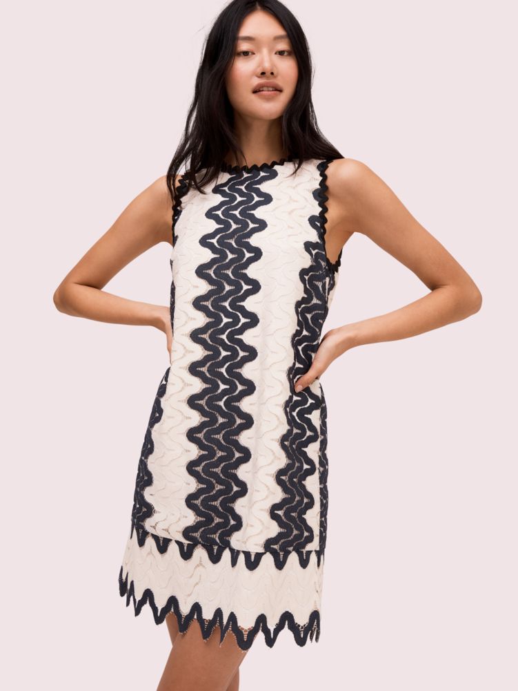Women's black/cream sand dune lace shift dress | Kate Spade New York NL
