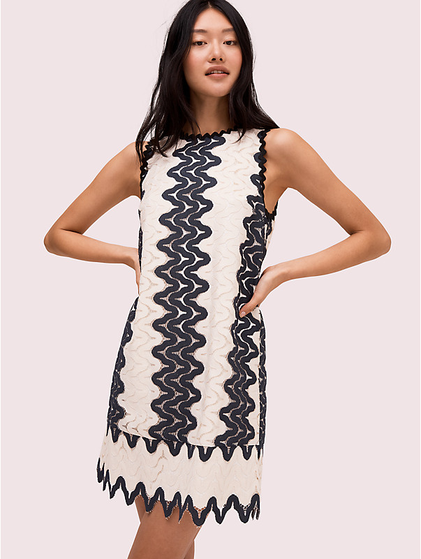 Women's black/cream sand dune lace shift dress | Kate Spade New York NL