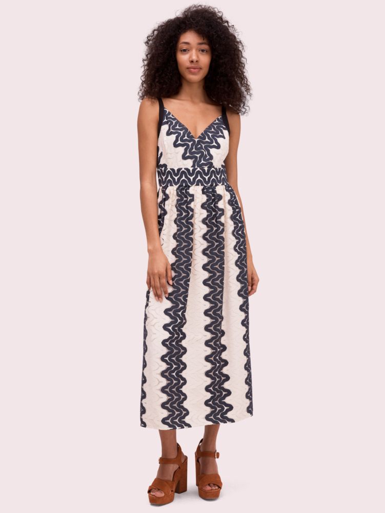 Women's black/cream sand dune lace midi dress | Kate Spade New York NL
