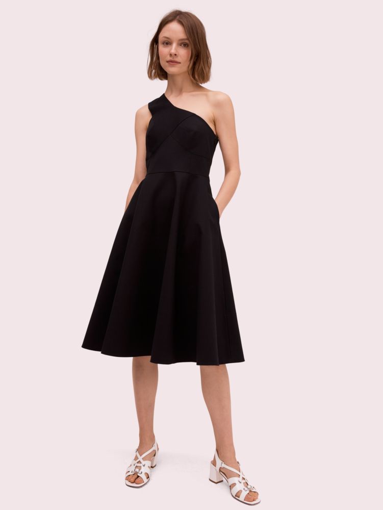 Women's black one shoulder midi dress | Kate Spade New York NL