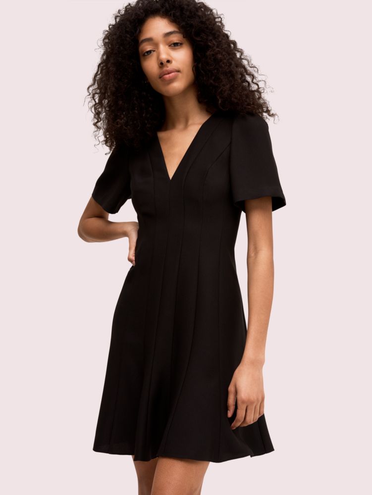 Women's black paneled crepe a-line dress | Kate Spade New York NL